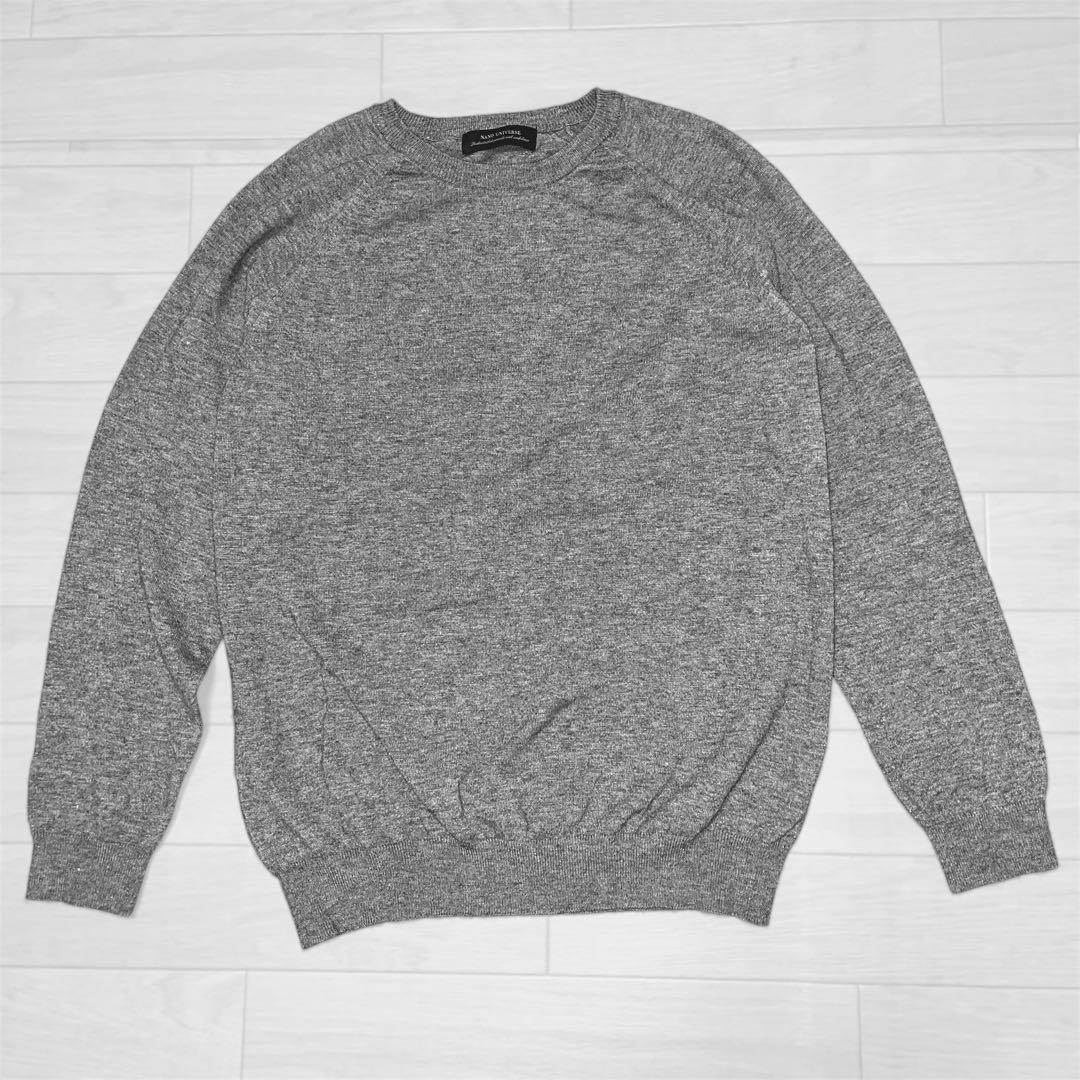 NANO UNIVERSE グレー クルーネック長袖セーター