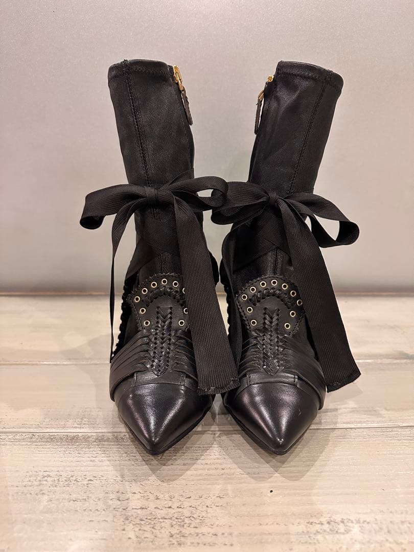 CARVEN カルヴェン リボン アンクルブーツ 36 イタリア製　保存袋付き