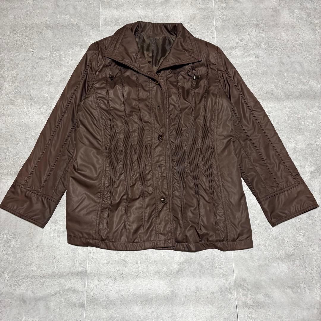 縦ステッチデザイン 中綿ジャケット ブラウン Lサイズ