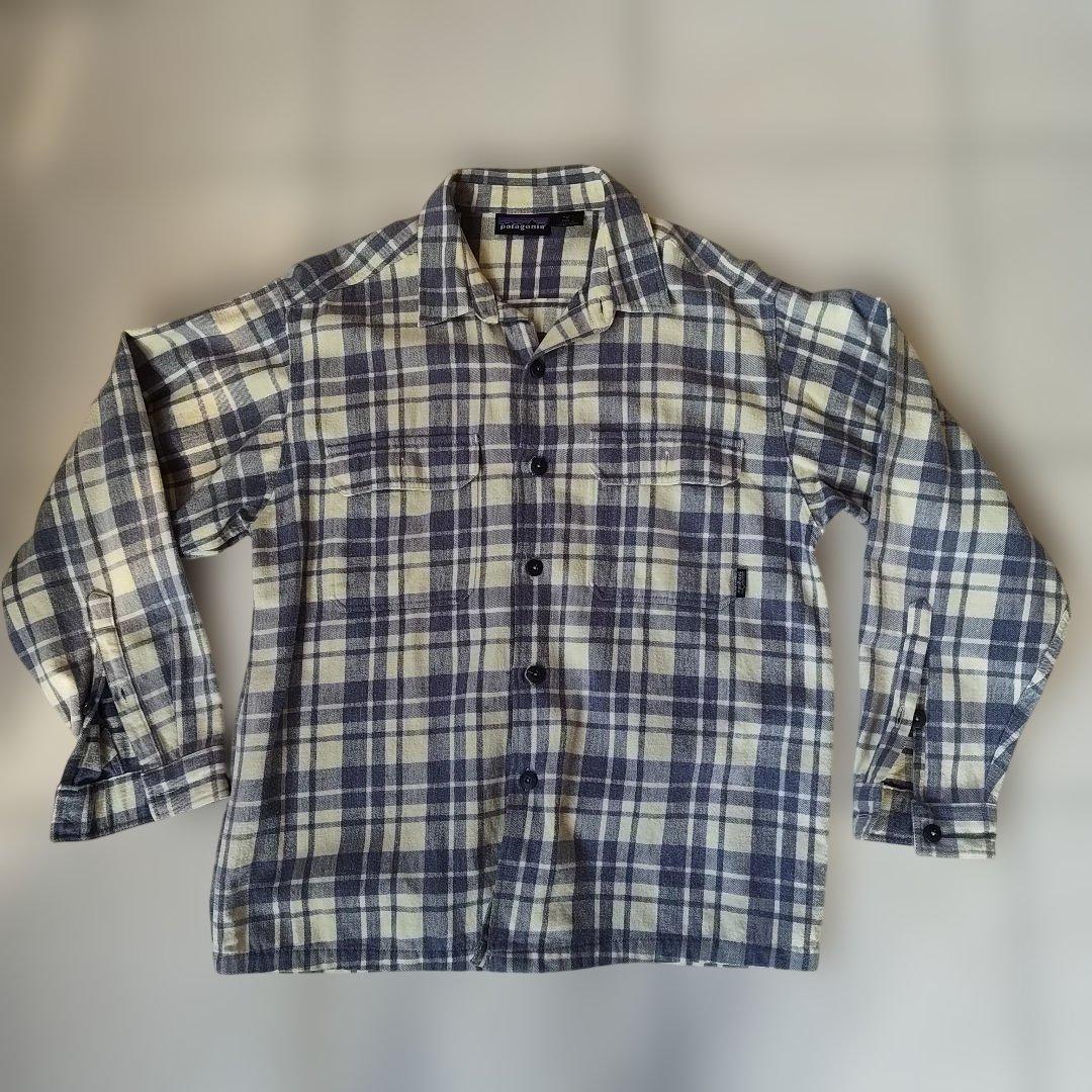 【好配色・美品】90s パタゴニア ネルシャツ ポルトガル製 メンズS 青白