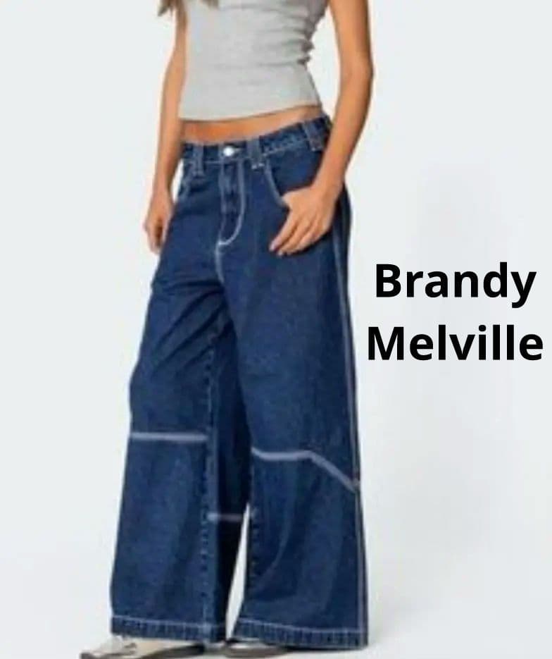 美品 Brandy Melville ステッチワイドデニムパンツ Sサイズ