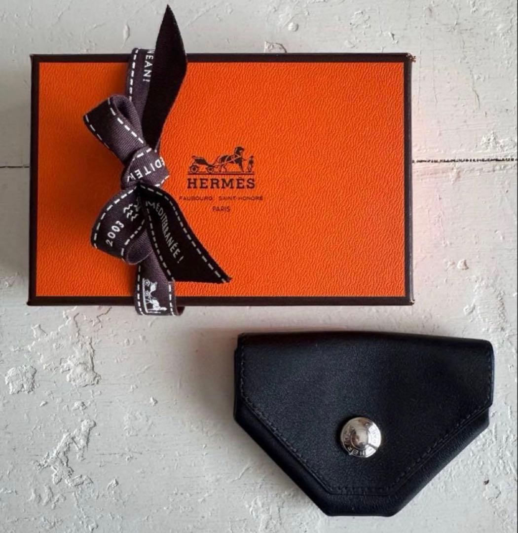 HERMES エルメス ルヴァンキャトル レザー ブラック コインケース