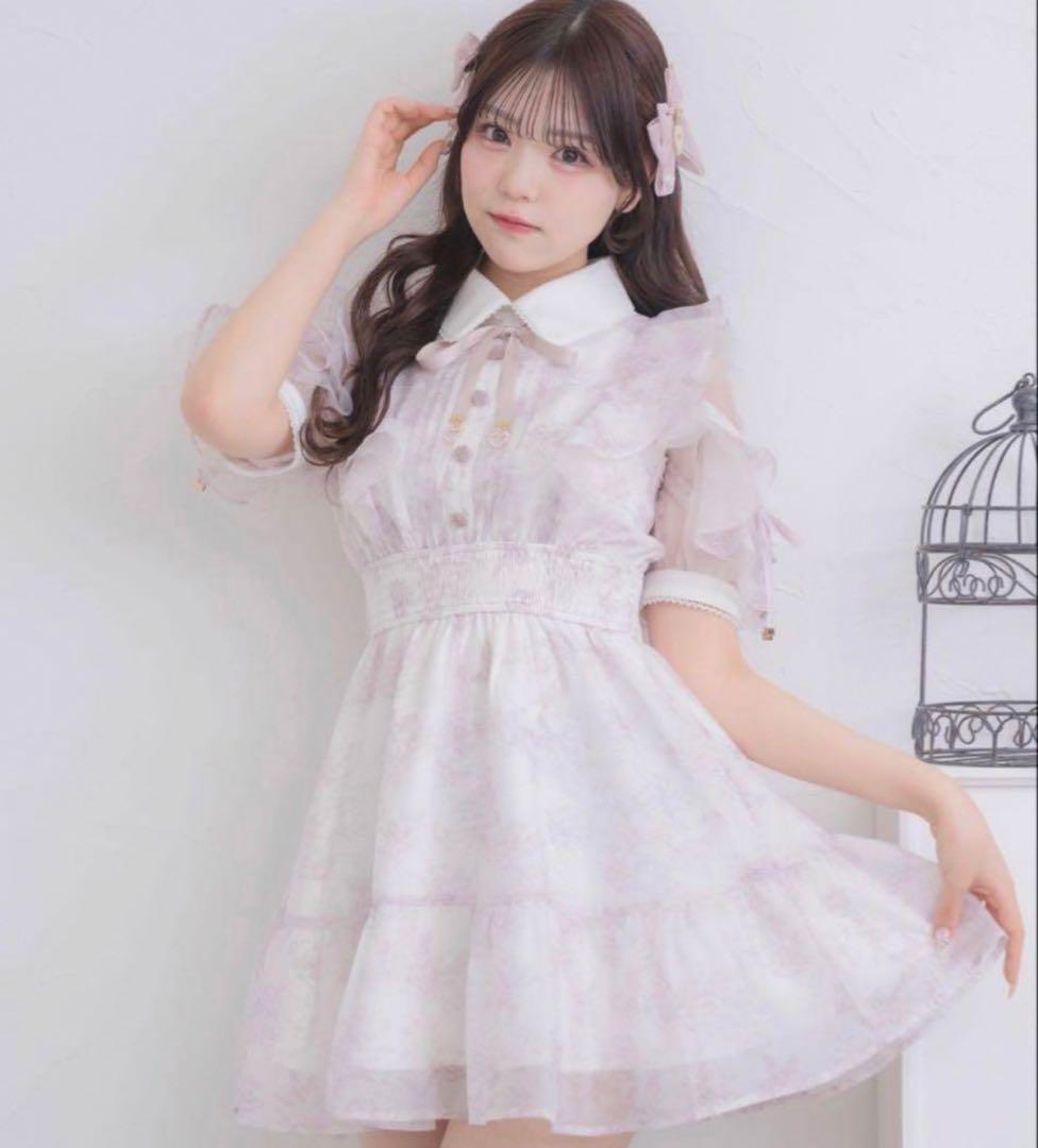 ROJITA 花柄半袖ミニワンピース　ピンク　M