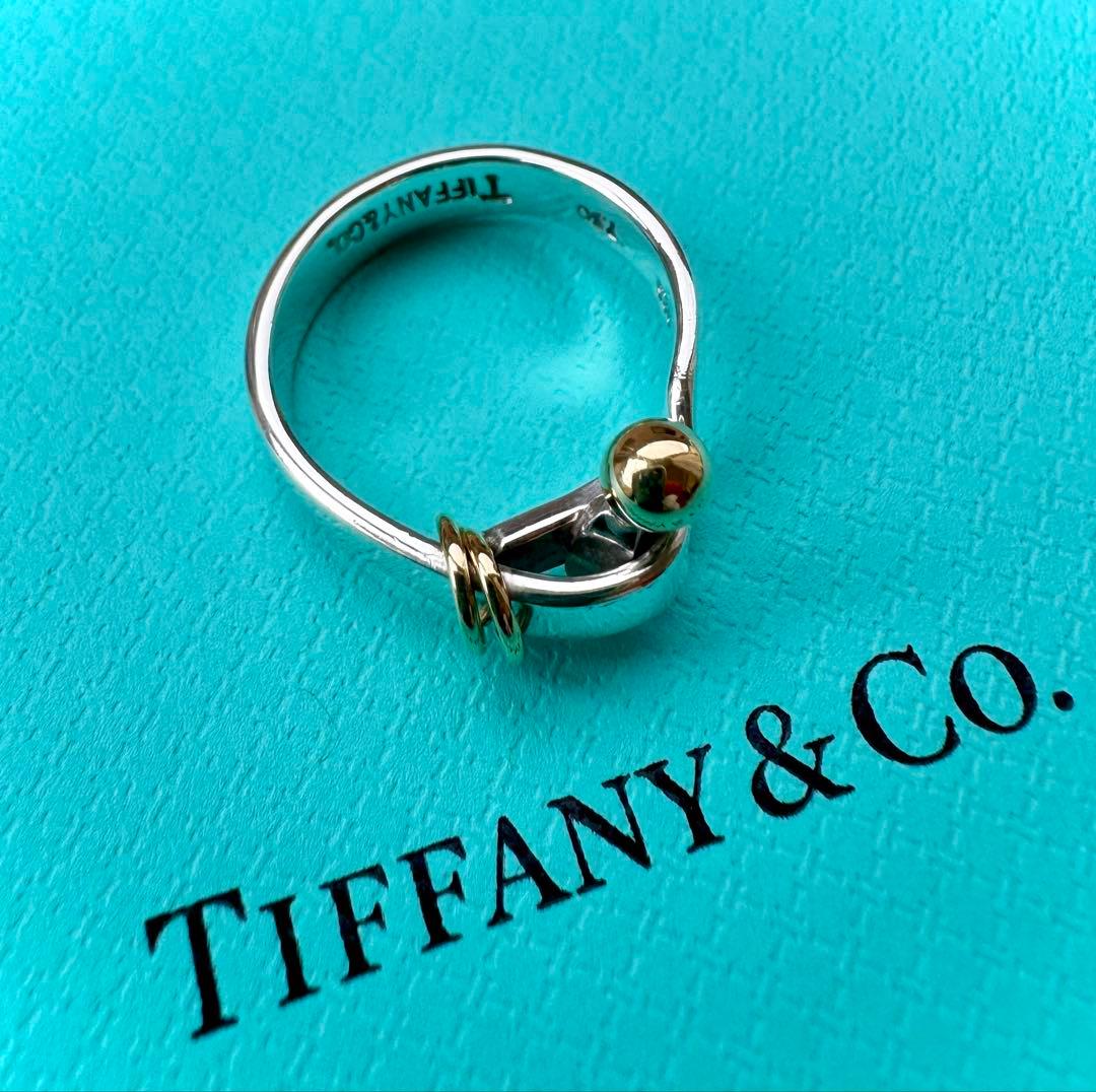 Tiffany ティファニー　11号　k18 フックアンドアイラブノット　リング