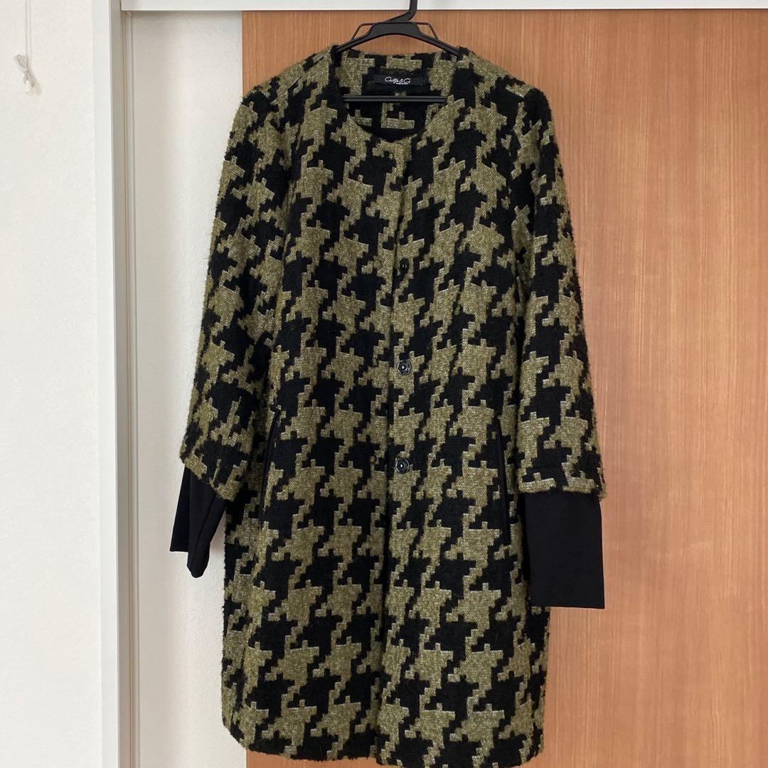 ☘*照様 Christie & Co オリーブグリーン ブラック チェックコート