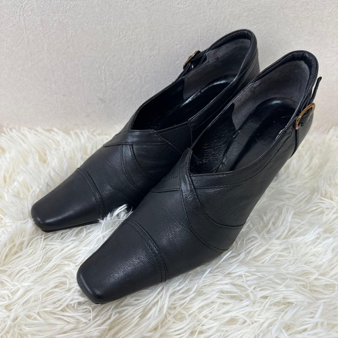 cocaコカ パンプス レザー サイドゴア ベルトデザイン ビジネス 冠婚葬祭