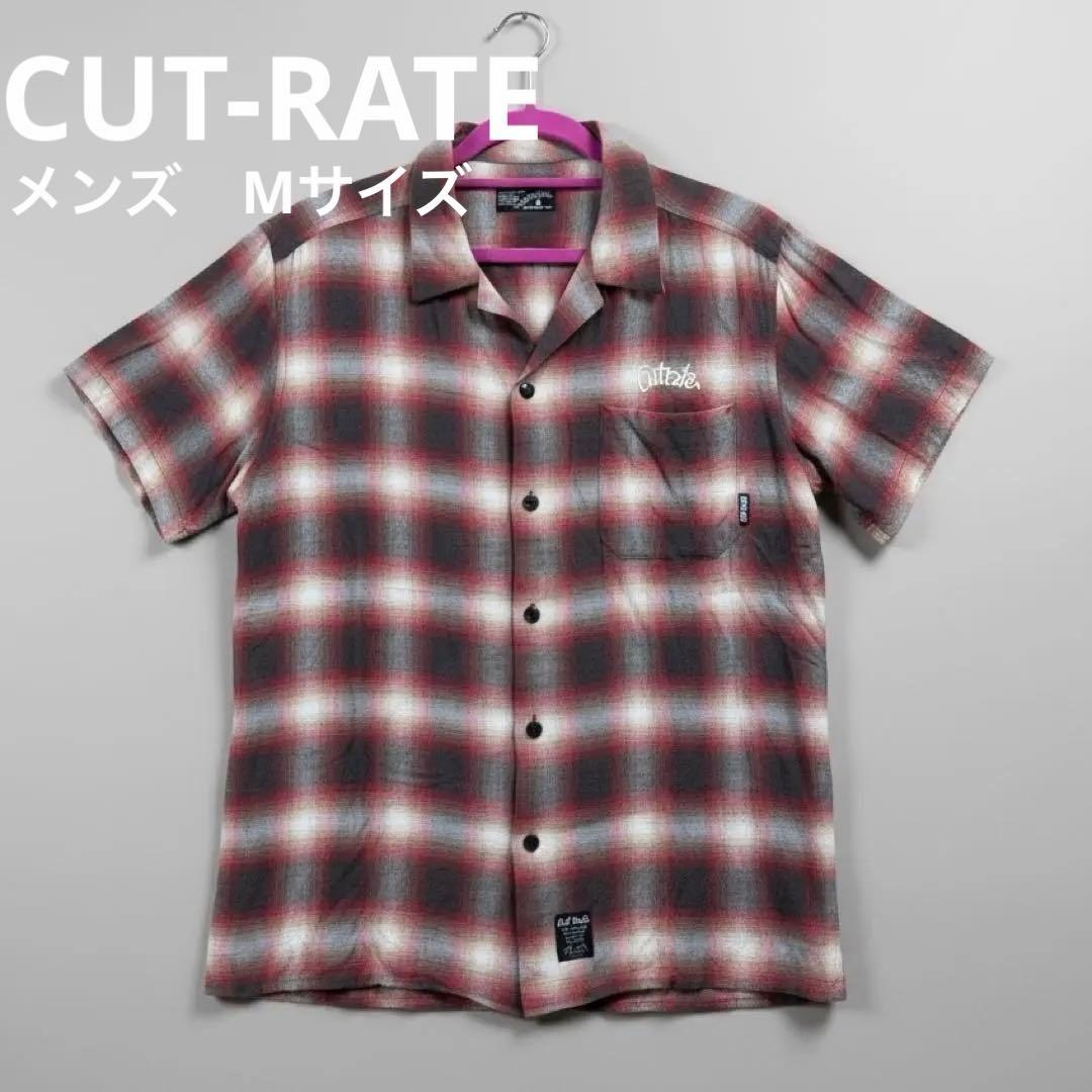 CUT-RATE オンブレチェック柄 オープンカラー 半袖シャツ M