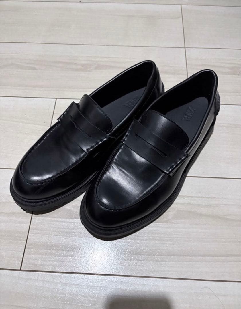 ZARA レザー ペニーローファー メンズ サイズ41