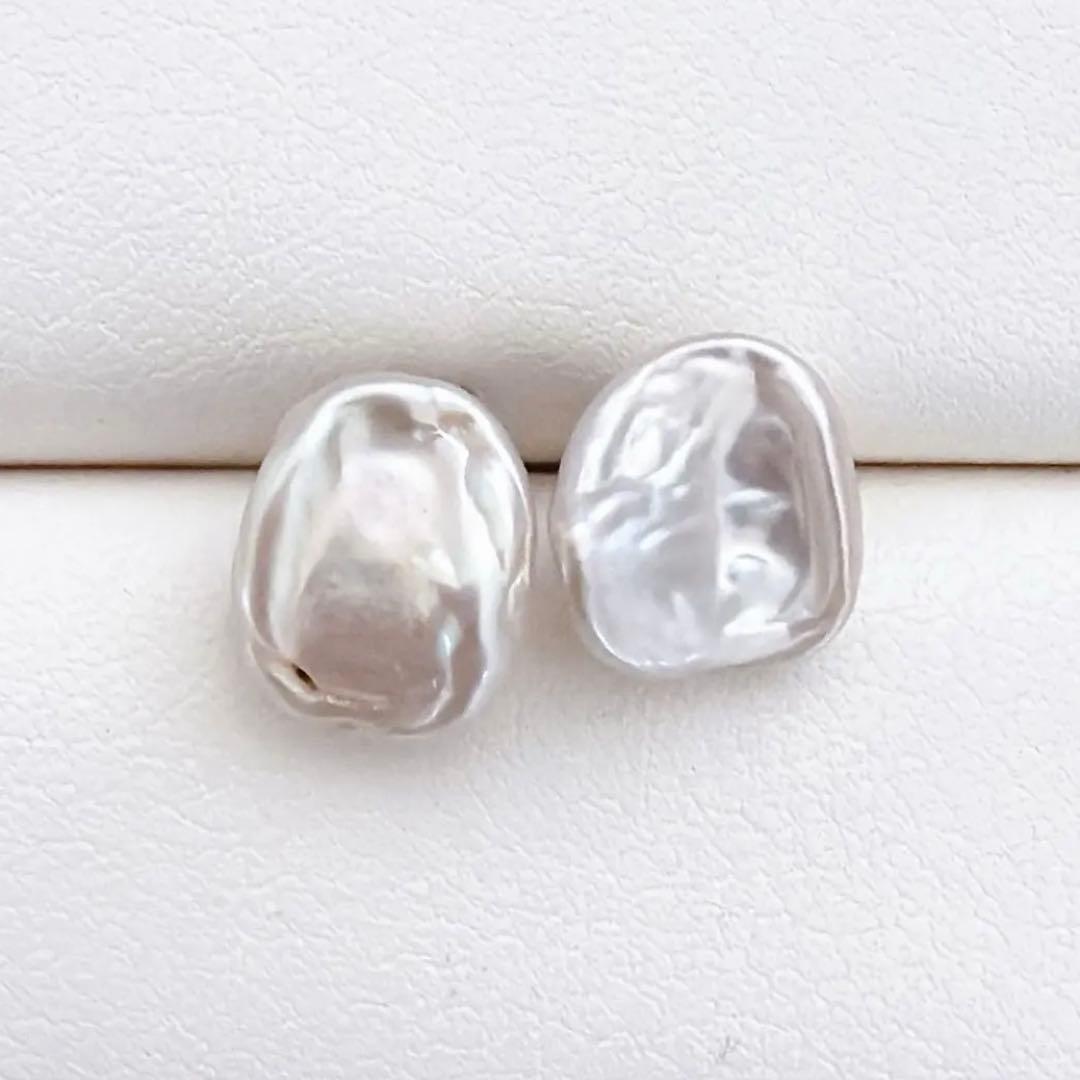 436ケシバロックパール スタッドピアス★9mmシルバー925