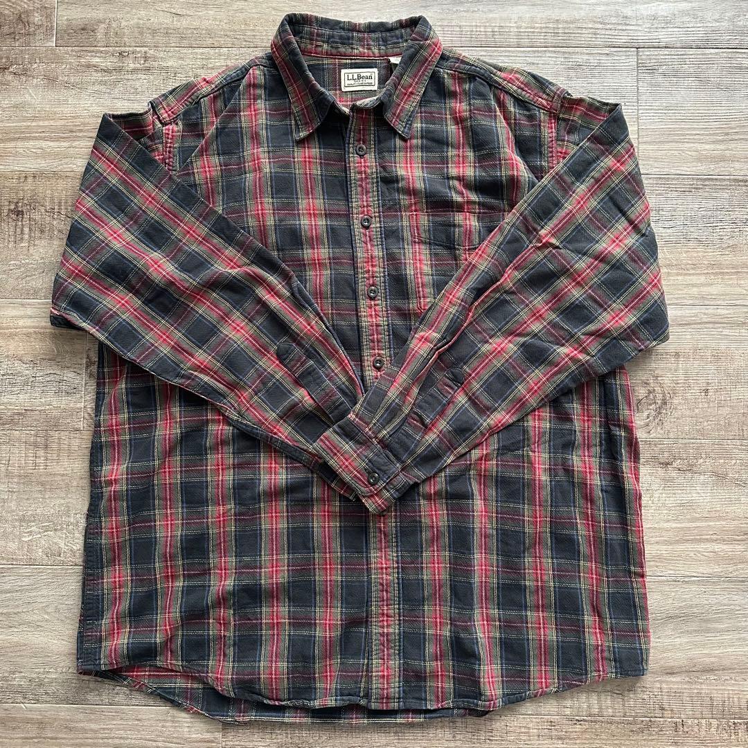 L.L.Bean 80s Lサイズ レッド・グリーン チェック柄 長袖シャツ古着