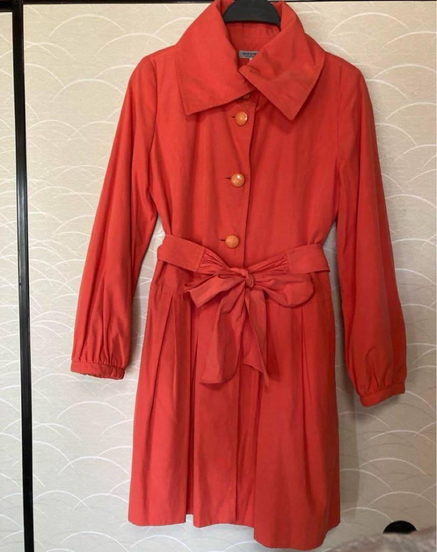【美品】オレンジ トレンチコート スプリングコート 秋にも◎