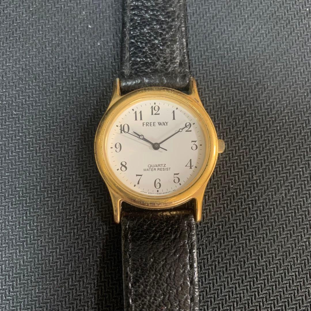 FREE WAY クォーツ腕時計 金色ケース