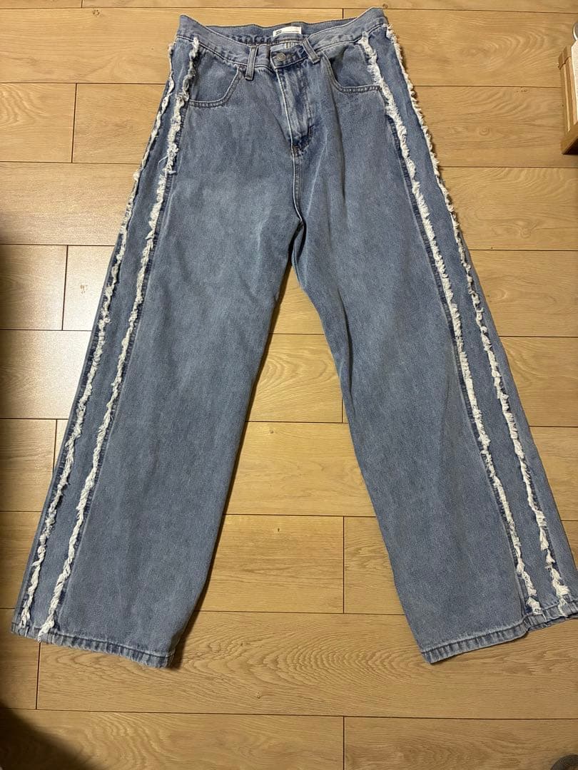 Javaジャバ　サイドフリンジワイドルーズデニムパンツ Lサイズ
