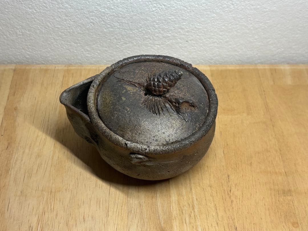 126. 備前焼 宝瓶 登り窯 松 手びねり 急須