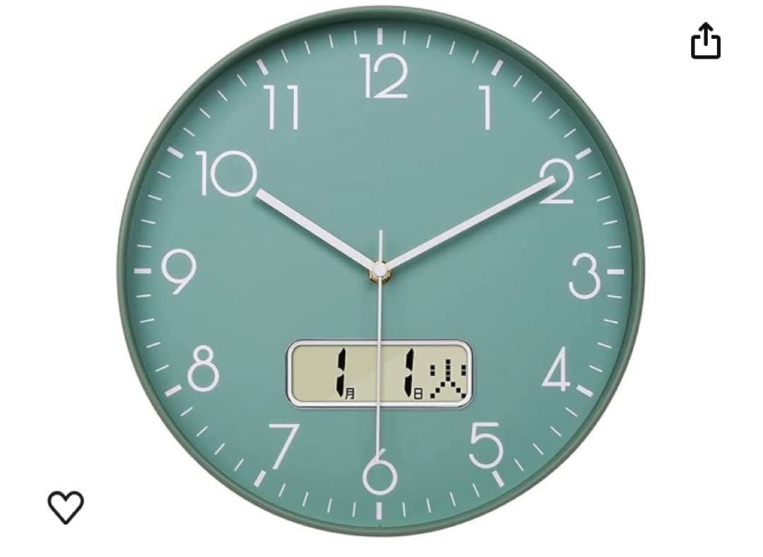 Nbdeal 掛け　電波時計 静音 おしゃれ 時計 北欧 (グリーン)