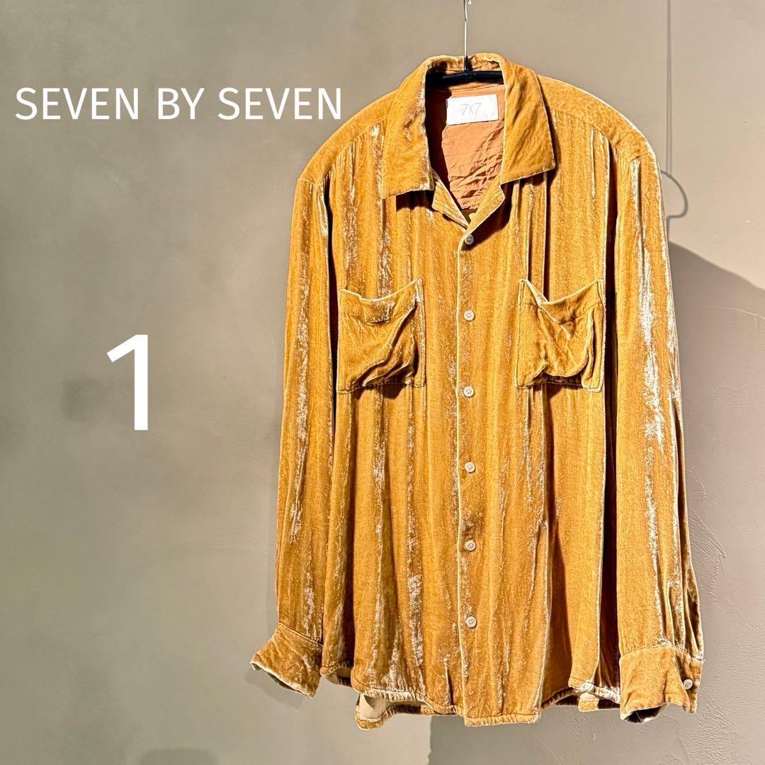 7×7 SEVEN BY SEVENレーヨン シルク ベルベット 長袖シャツ