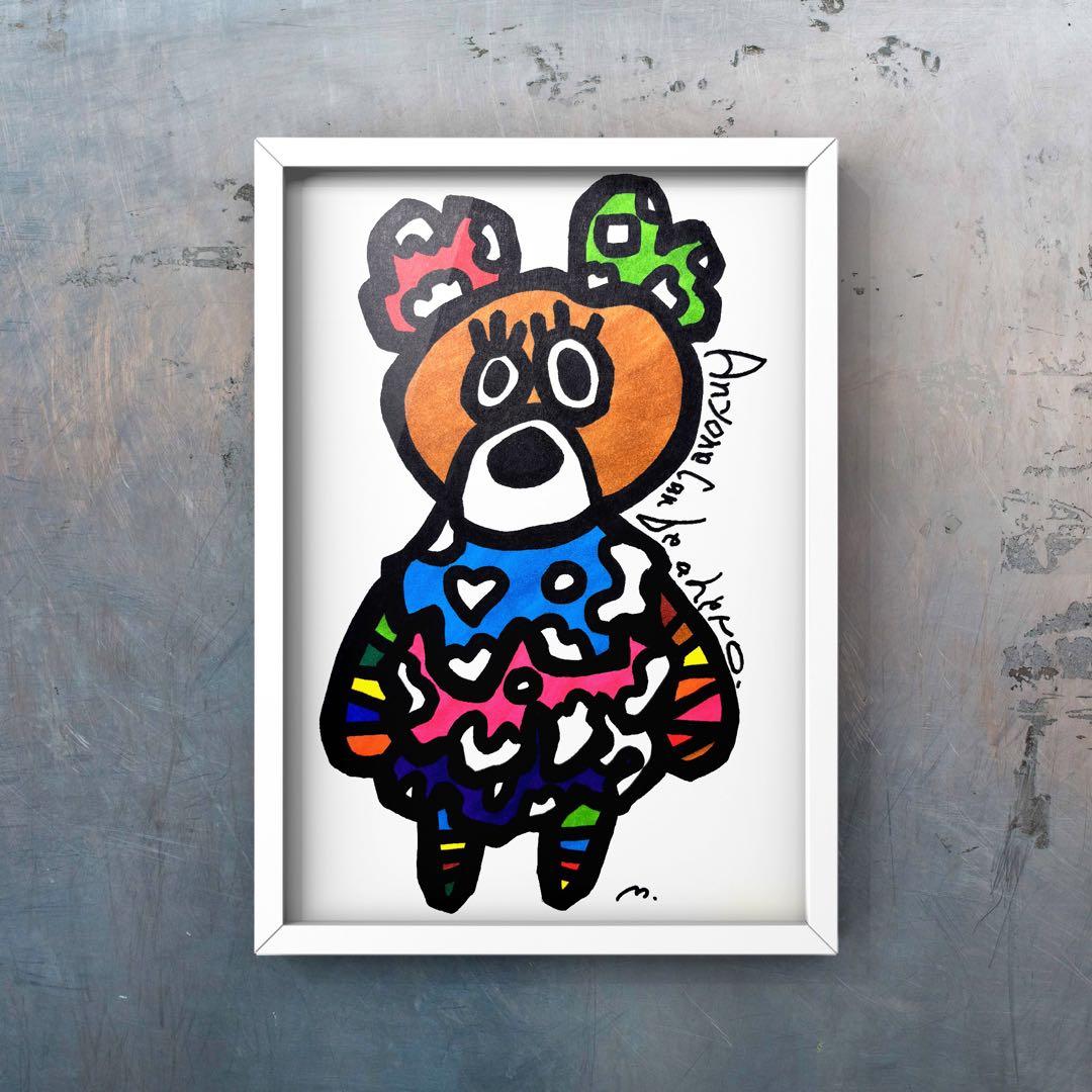p*e様 『誰だってヒーローになれる』絵画 原画 絵 犬 猫 ポップアート