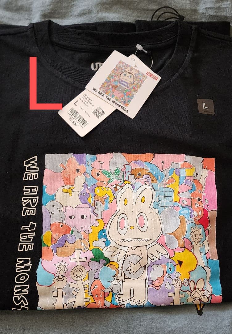 ユニクロ ポップマート ザ・モンスターズ ラブブ UT　黒　Lサイズ　SALE