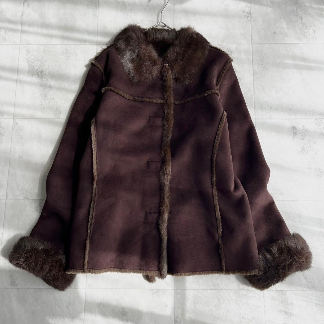 GERARD DAREL フェイクムートンジャケット ラビットファー