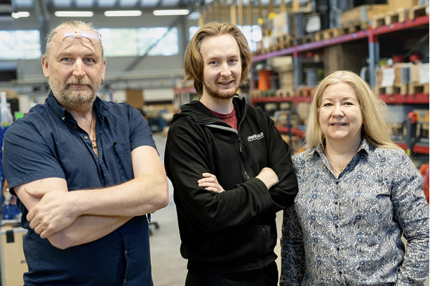 Patrik Bergholm, vd, Niklas Bergholm, Produktionsledare ochKerstin Hamberg-Bergholm, ekonomichef.