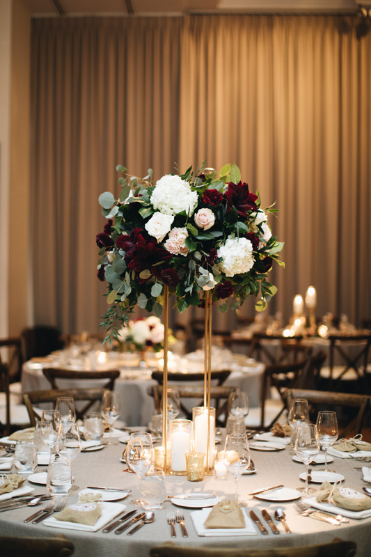 Table decor in ballroom