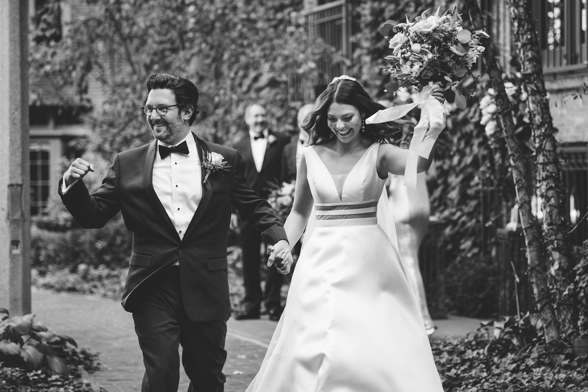 Couple walking down the aisle