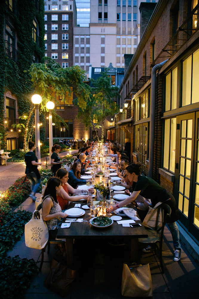 Dinner in Courtyard at night