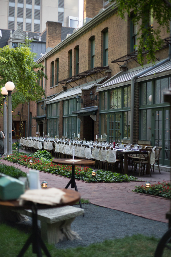 Table set up in courtyard