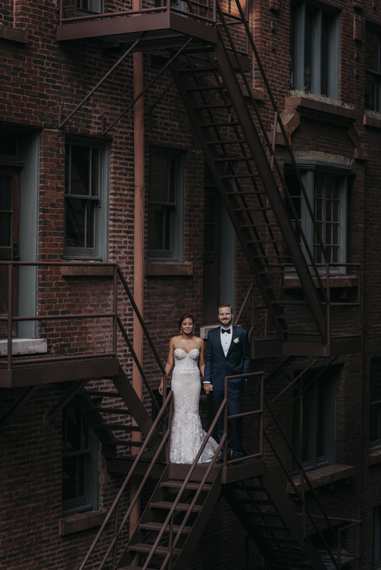 Couple on fire escape