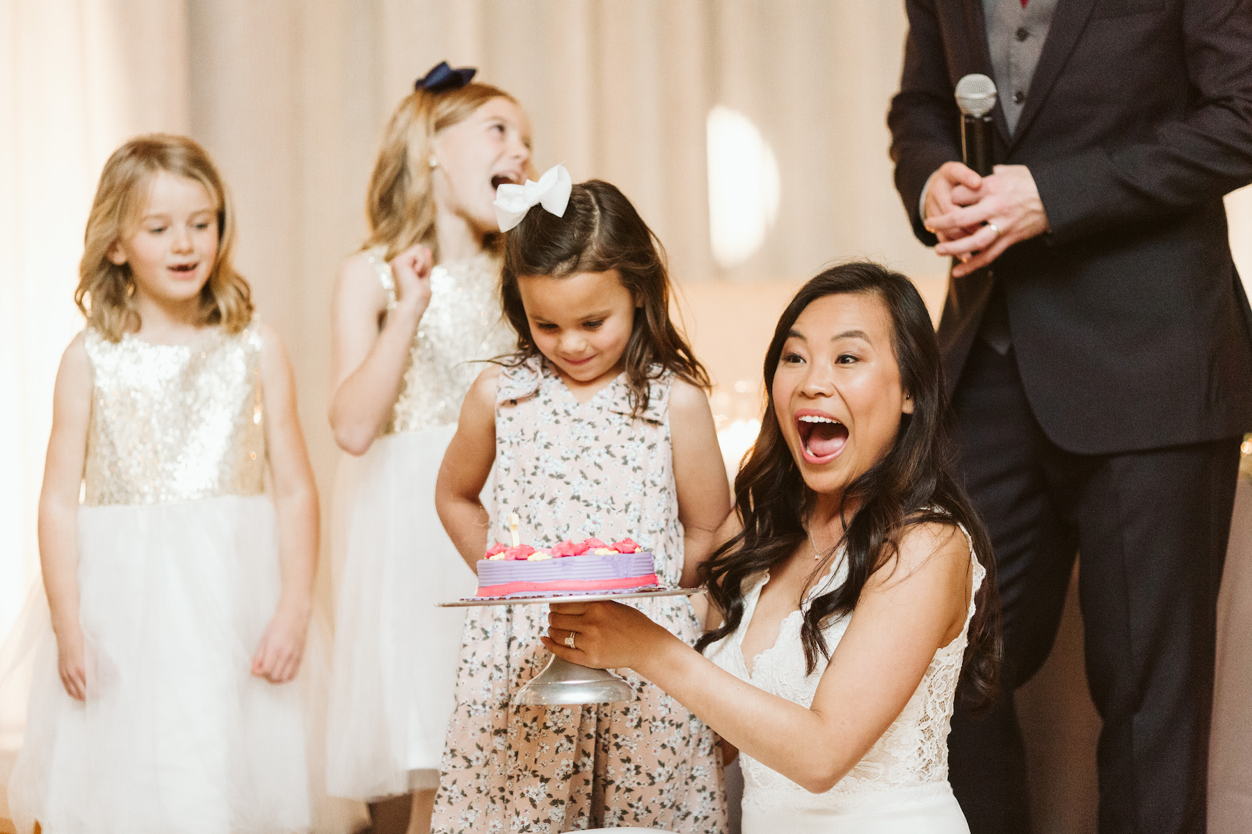 Bride with flower girls