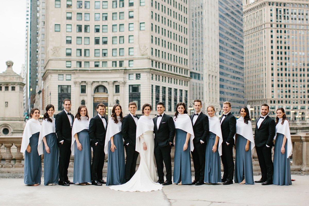 Bridal Party at the Chicago River