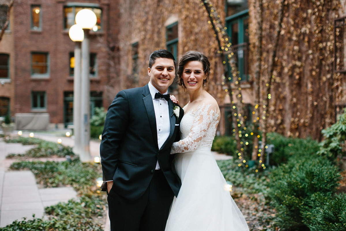 Couple in courtyard