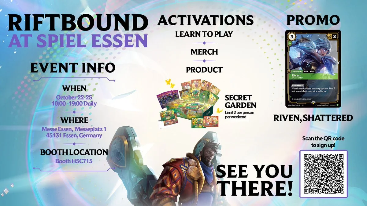 《Riftbound》SPIEL 2026 德國埃森展出,攤位提供試玩並派發 Secret Garden