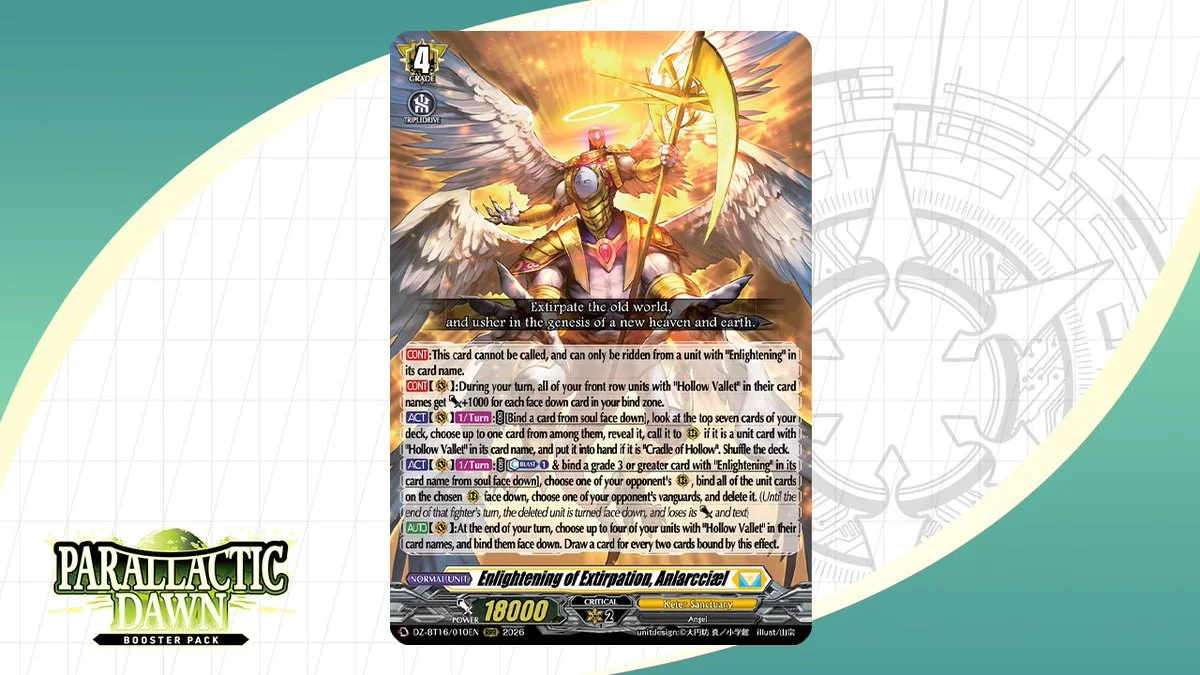 《Cardfight!! Vanguard》英文版「Parallactic Dawn」每日卡片介紹：「Enlightening of Extirpation, Anlarcciæl」，10 月 30 日發售
