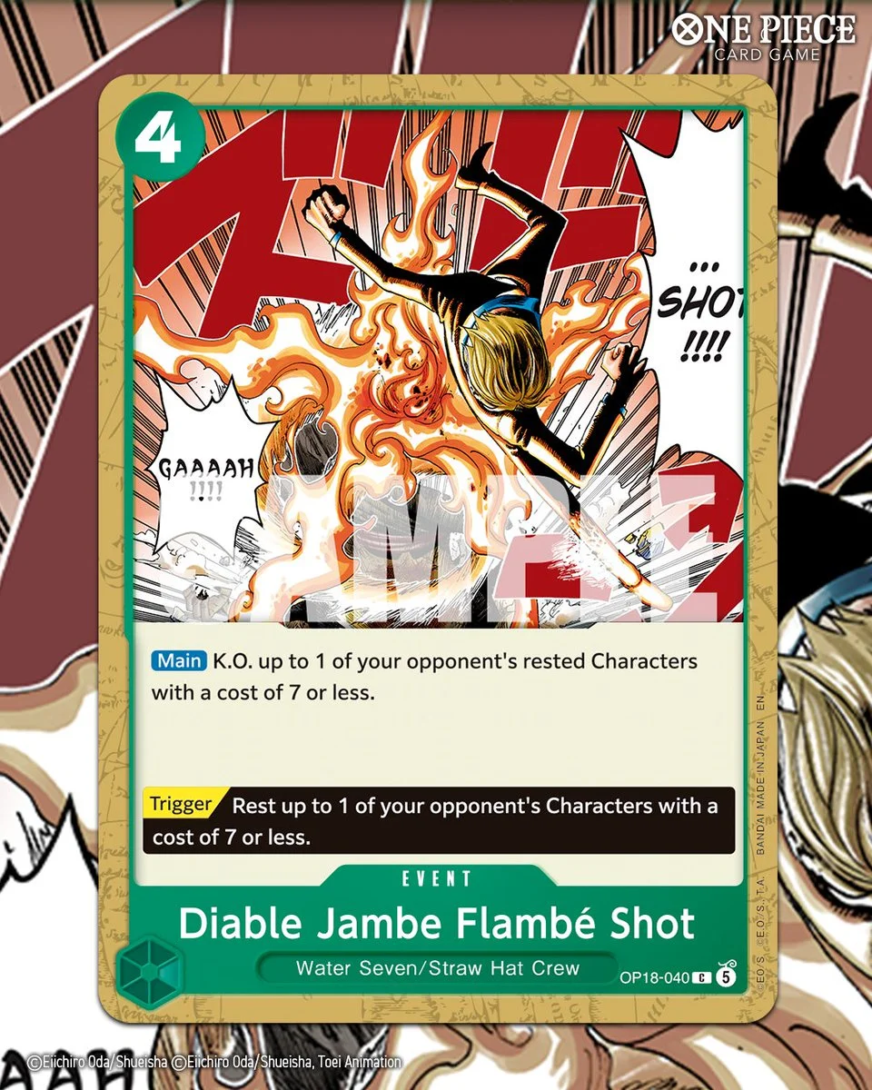 《ONE PIECE CARD GAME》OP-18「神の支配」公開角色卡「飛毛腿」，11 月 21 日發售