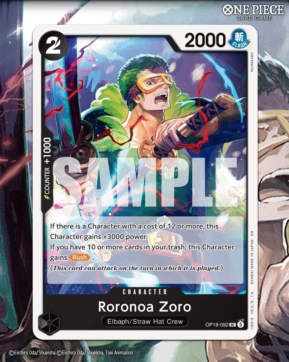 《ONE PIECE CARD GAME》OP-18 公開「羅羅亞・索隆」，11 月 21 日發售