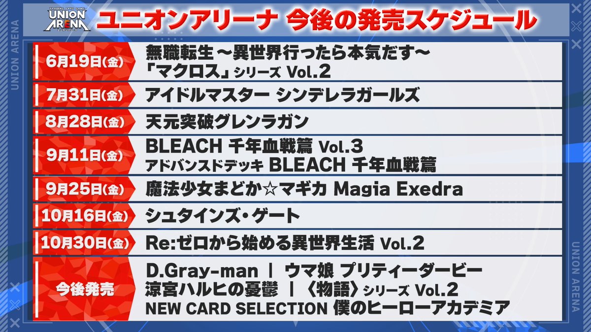 【日本】UNION ARENA 最新發售時程整理