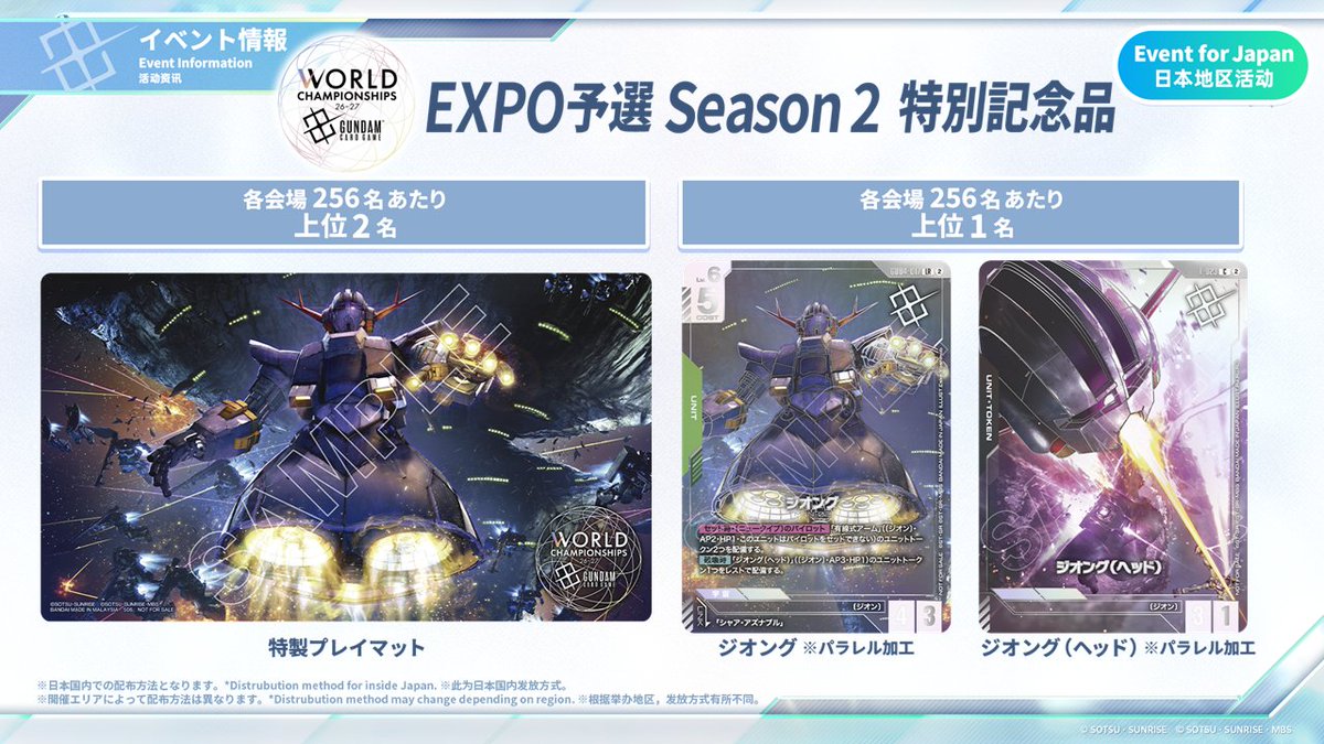 《鋼彈TCG》世界冠軍賽26-27 Season2紀念品公開