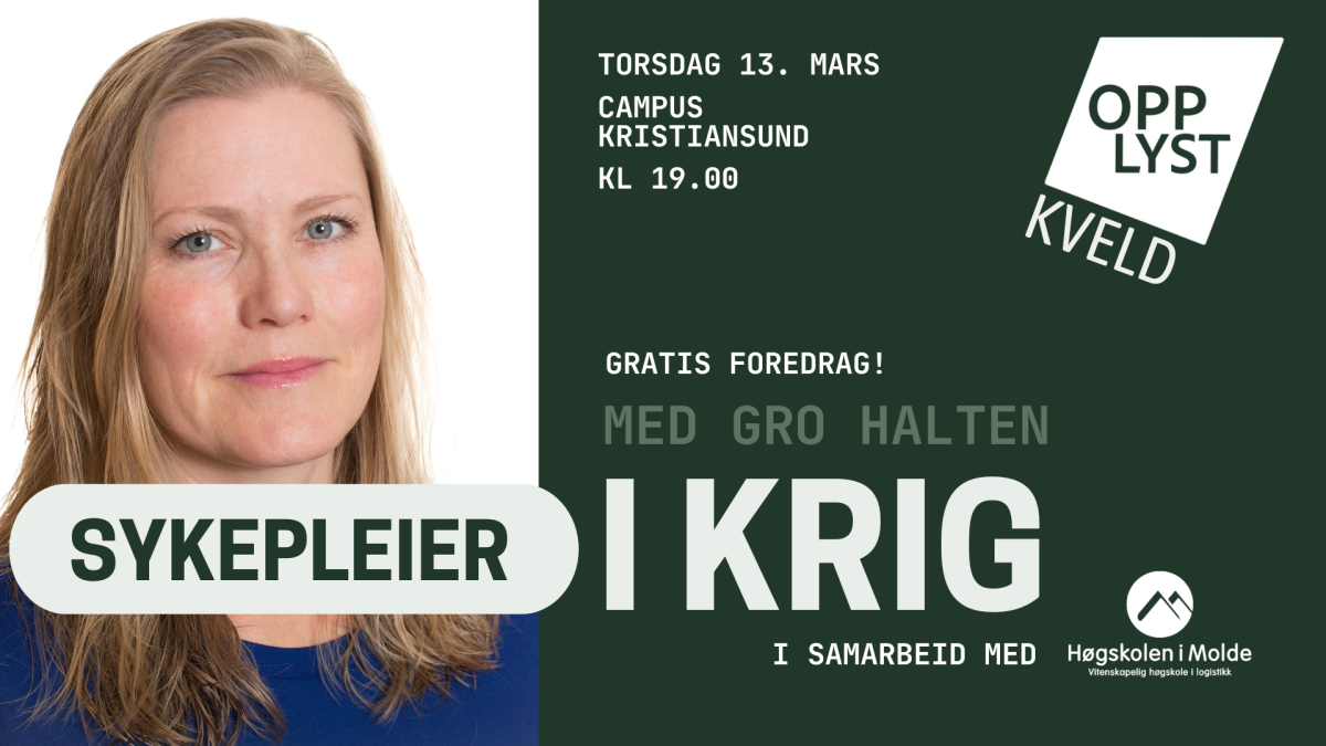 bilde av Gro Halten som skal holde foredraget med tittelen Sykepleier i krig. 