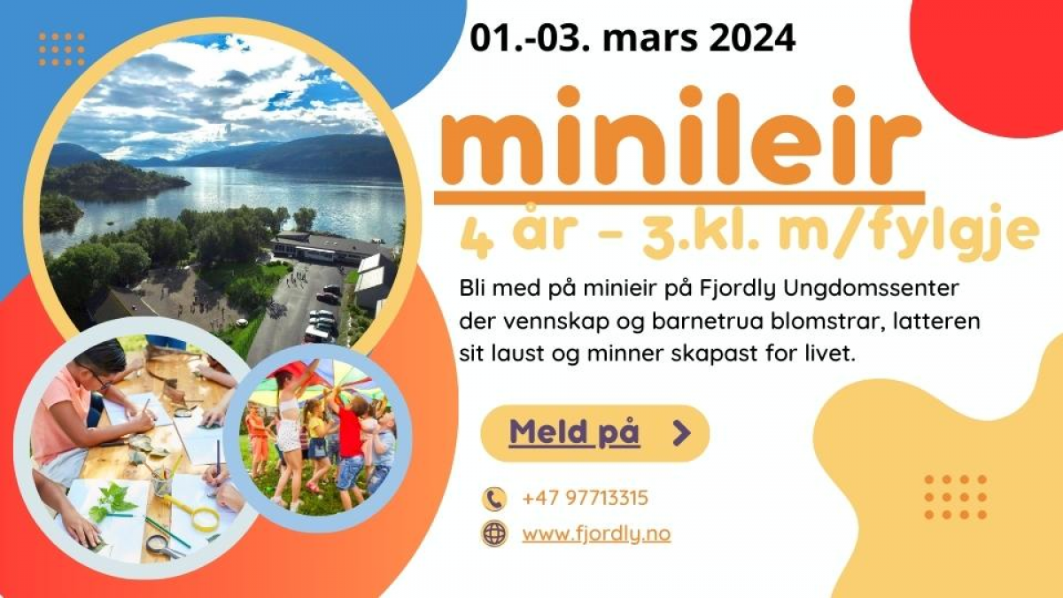 minileir frå 4 år til og med 3. klasse på Fjordly UNgdomssenter, 1-3 februar, 2024