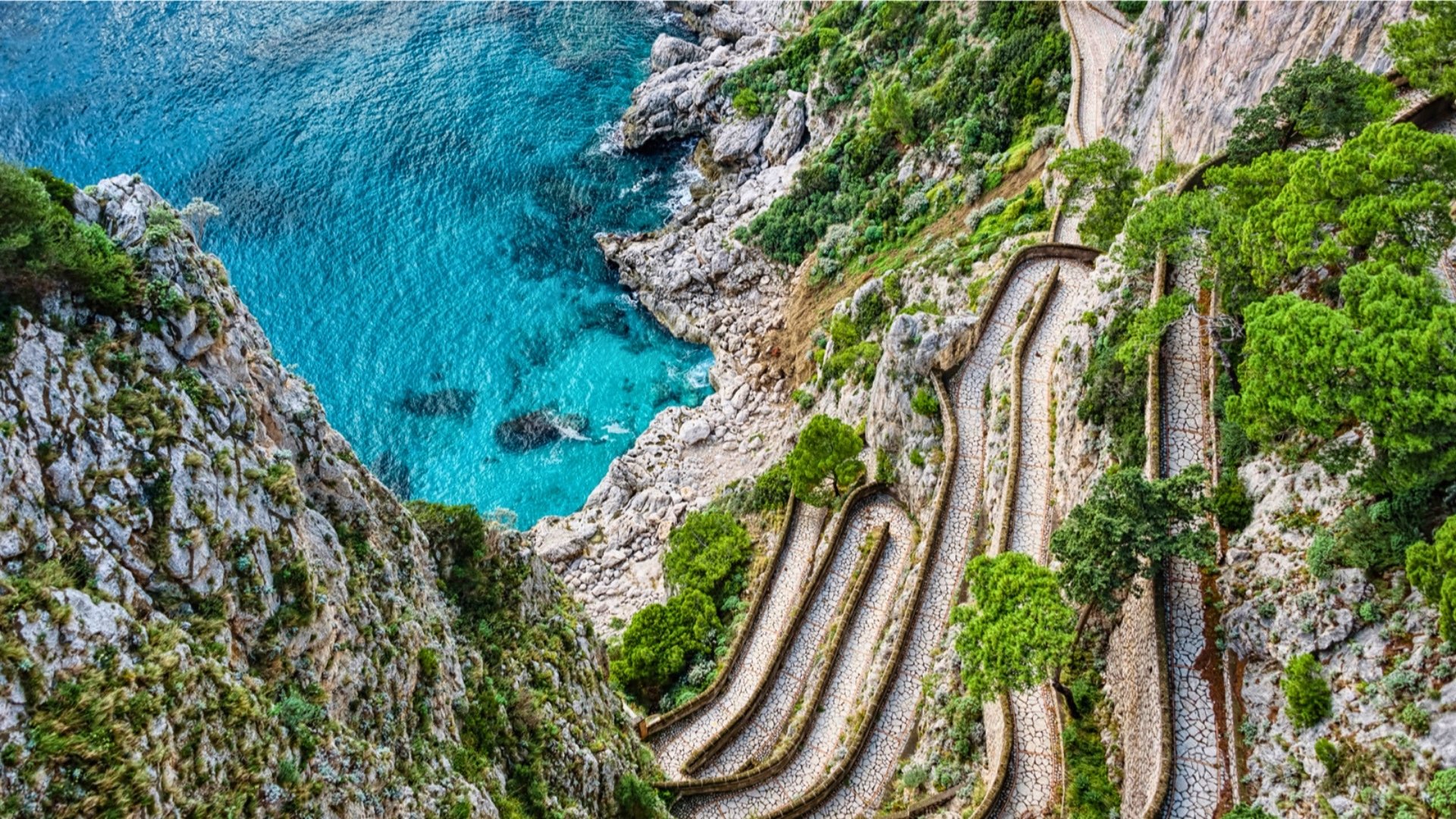 aerial view of the iconic pedestrian street krupp in capri