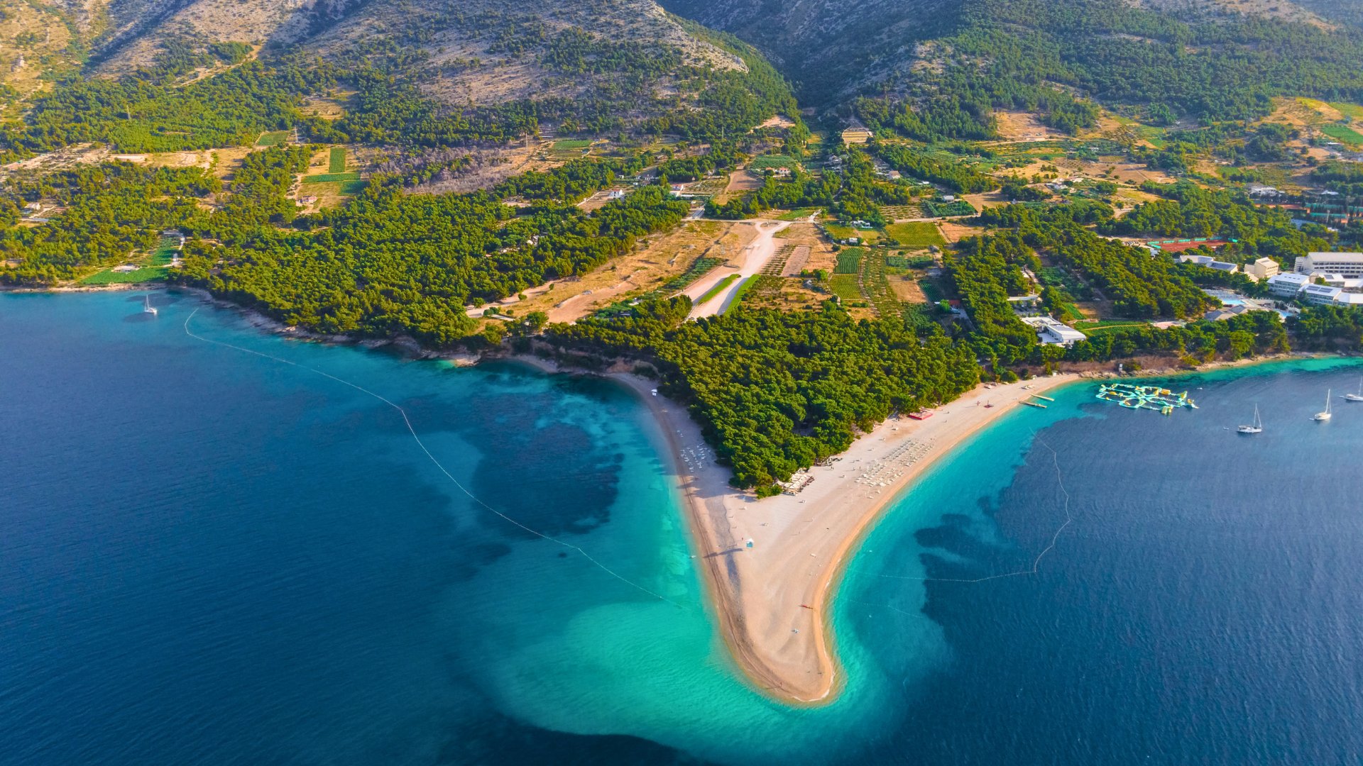 aerial view of zlatni rat beach in croatia