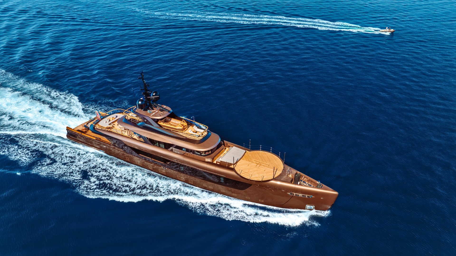 aerial view of the iyc yacht raja cruising in south of france