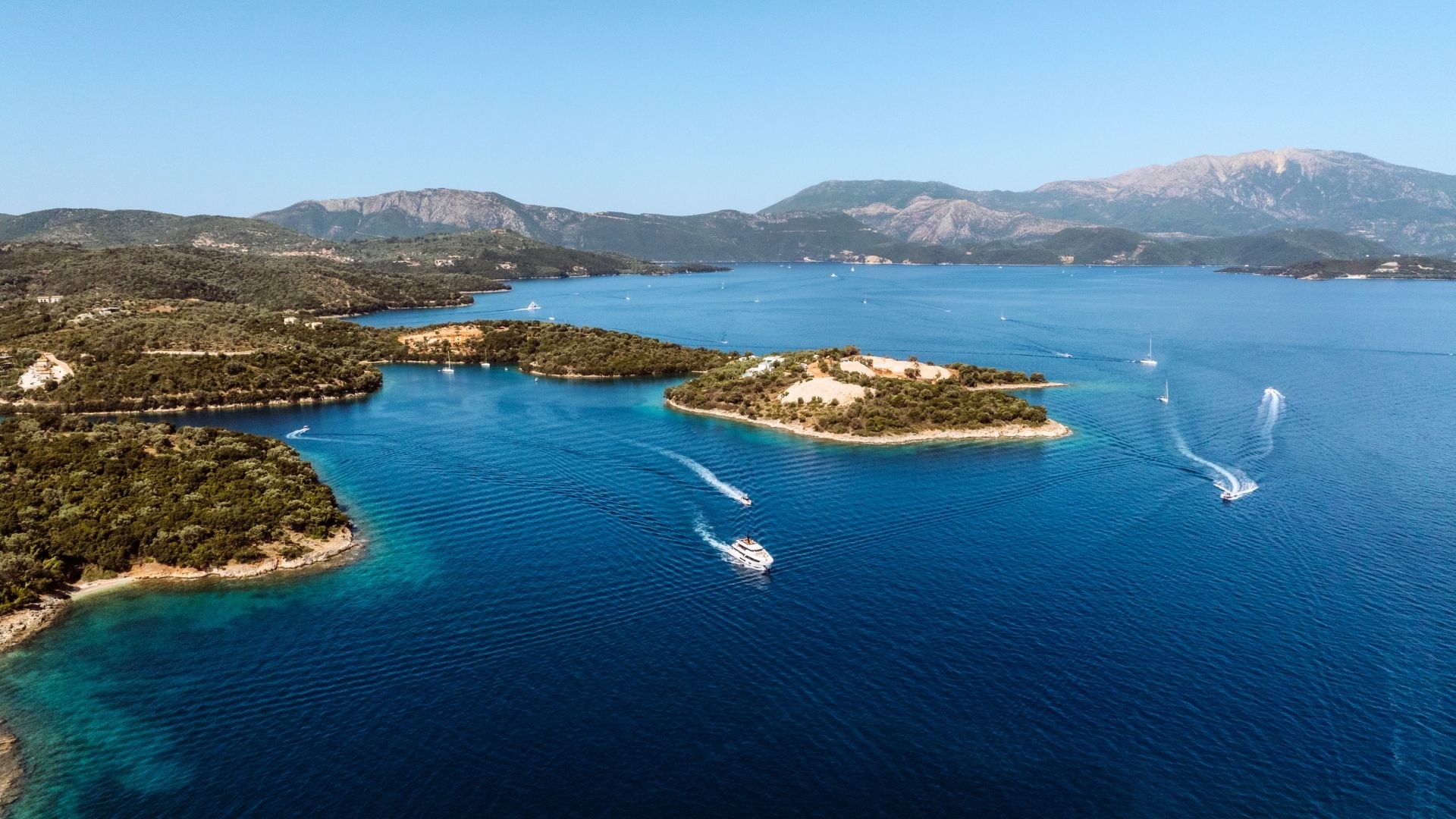 iyc yacht crusing at the waters of meganisi greece