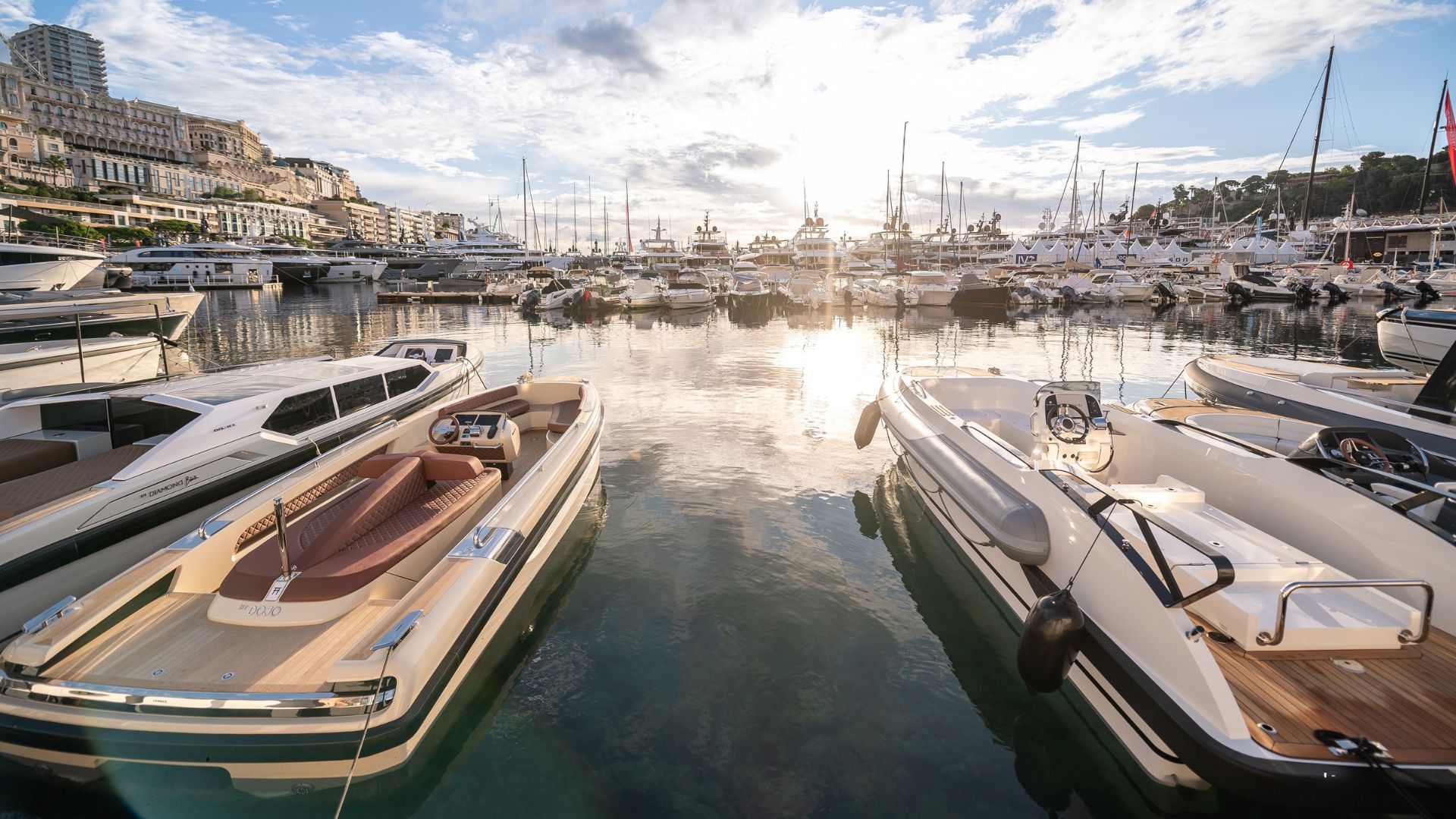 tenders anchored at the monaco yacht show