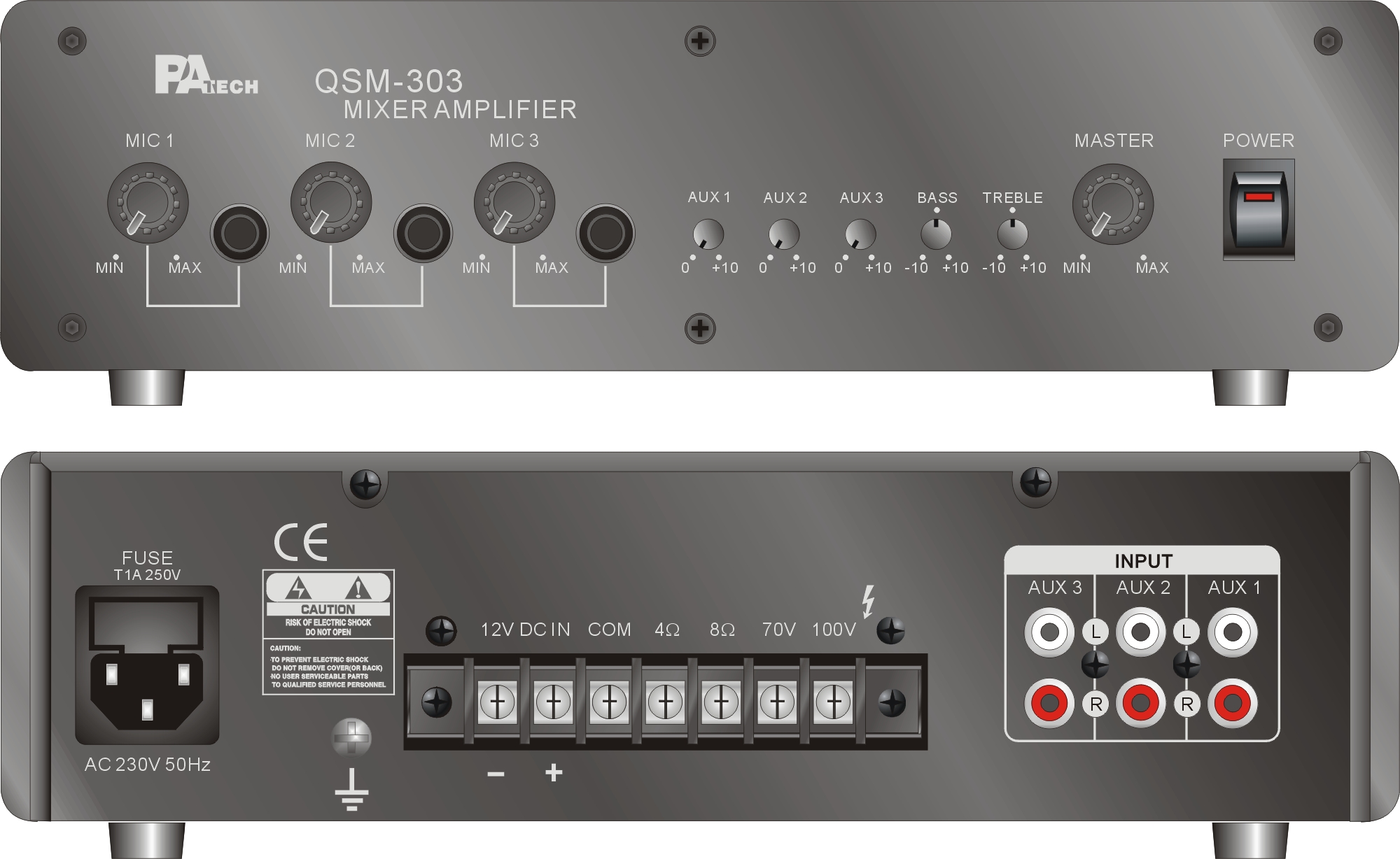 QSM-303公共廣播混音擴大機100Vrms30W