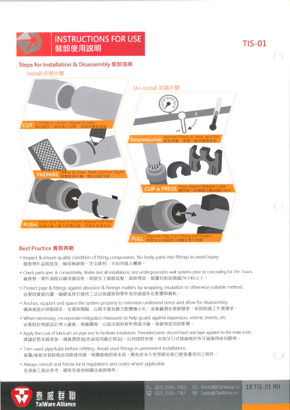 TaiWare不銹鋼承插式另件