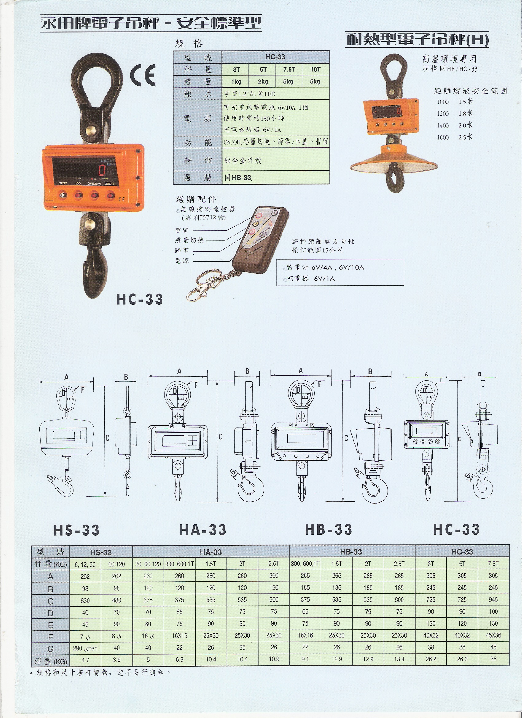 電子吊秤HA-33尺寸