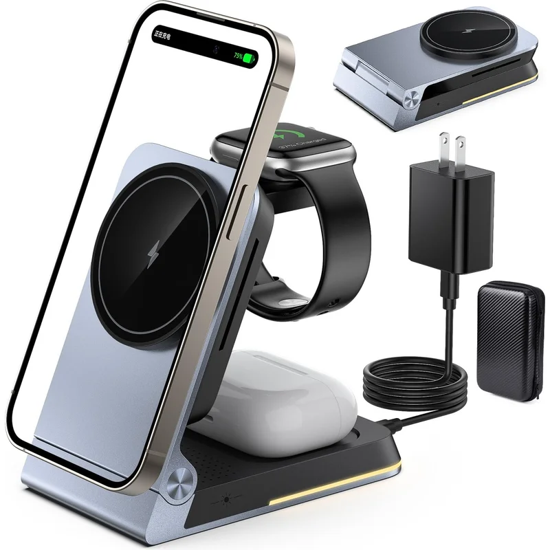 Image 2 of LISEN 3-in-1 Foldable MagSafe Wireless Charging Station