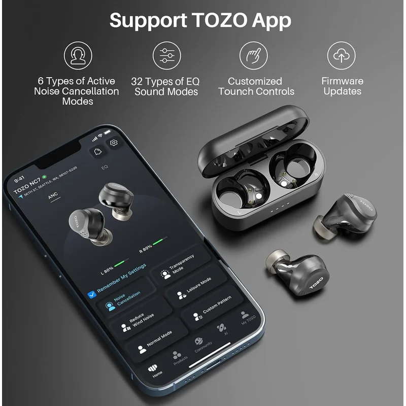 Image 3 of TOZO NC7 Active Noise Cancelling Wireless Earbuds